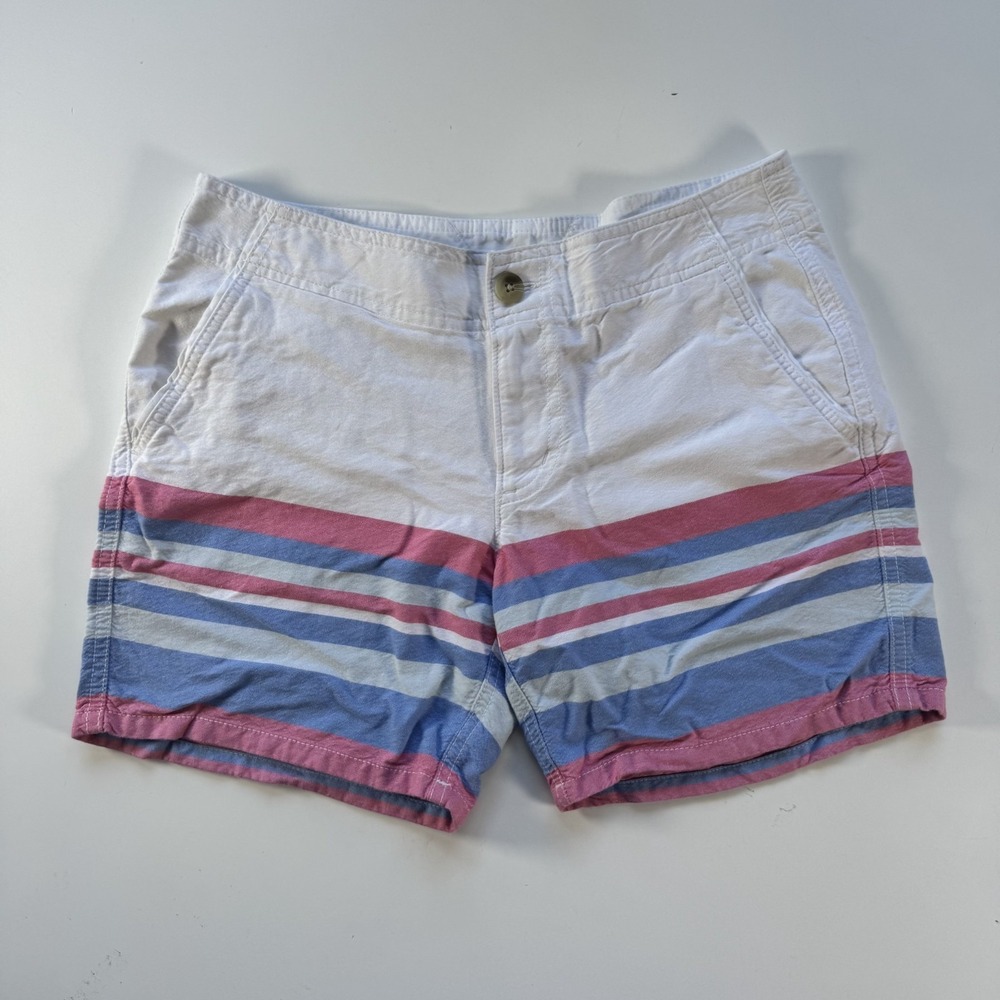COLUMBIA PFG Solar Fade Short Womens 4 Omni-Shade UPF 30 Pink‎ Blue White Stripe